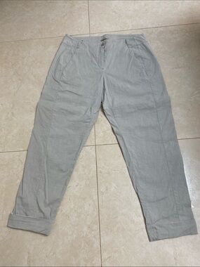 Annette Gortz Linen/Cotton Pants Size 8 (40) Pale Grey Cuffs
